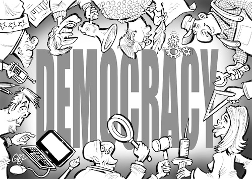 Cartoon: Democracy (medium) by Damien Glez tagged democracy,vote,people,citizen,politics,democracy,vote,people,citizen,politics