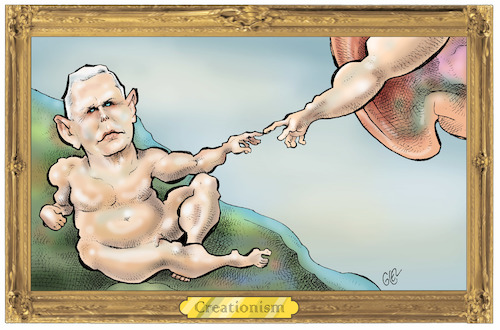 Cartoon: Mike Pence (medium) by Damien Glez tagged vice,president,mike,pence,united,states,creationist,vice,president,mike,pence,united,states,creationist