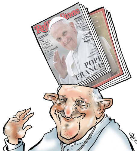 Cartoon: Pope Francis (medium) by Damien Glez tagged pope,francis,vatican,francois,pope,francis,vatican,francois