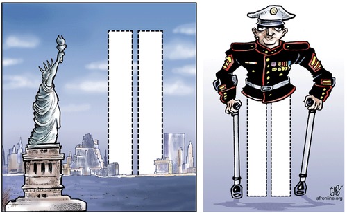 Cartoon: Twin Towers (medium) by Damien Glez tagged twin,towers,11september,september11,terror