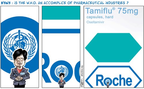 Cartoon: WHO (medium) by Damien Glez tagged who,h1n1,pharma