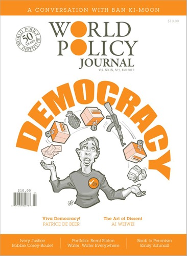 Cartoon: World Policy Journal Cover (medium) by Damien Glez tagged cover,world,policy,journal,democracy