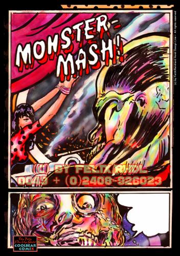 Cartoon: Comic Page Monster Mash S.01 (medium) by FeliXfromAC tagged comic,retro,felix,alias,reinhard,horst,aachen,sf,science,fiction,design,line,bunny,leather,frau,monster
