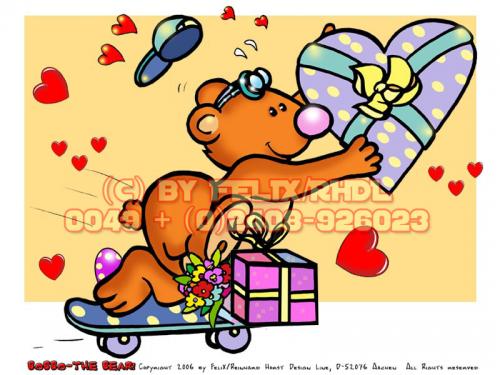 Cartoon: Happy Birthday! (medium) by FeliXfromAC tagged bobbo,the,bear,bär,tiere,animals,niedlich,whimsical,hadyogo,wallpaper,felix,alias,reinhard,horst,ecard,glück,greetings,glückwünsche,love,liebe