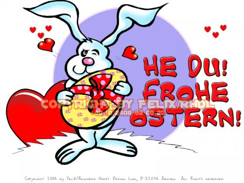 Cartoon: Happy Easter-Frohe Ostern 01 (medium) by FeliXfromAC tagged nice,animals,tiere,tier,stockart,logos,sympathiefiguren,mascots,wallpapers,characters,characterdesign,figuren,hey,melde,dich,whimsical,felix,alias,design,line,red,love,herzen,beziehung,aachen,hase,rabbit,hare,ostern,eastern,g