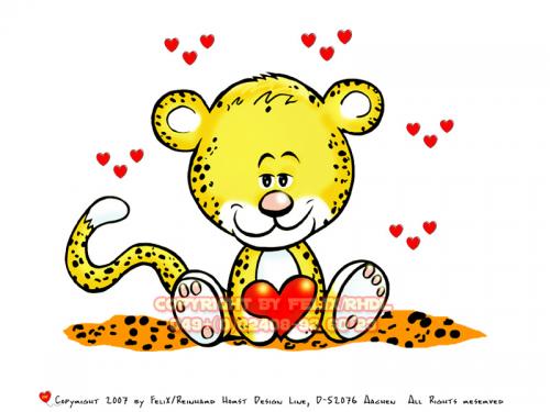 Cartoon: Mascot Lovecrazy Leo Jr. (medium) by FeliXfromAC tagged leo,love,tiere,stockart,lovecrazy,character,design,handy,wallpaper,leopard,gitarre,gesang,comic,comix,cartoon,felix,alias,reinhard,horst,