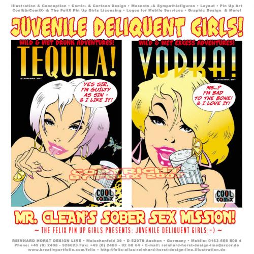 Cartoon: Mr. Cleans Sober Sex Mission 02 (medium) by FeliXfromAC tagged tecila,tequila,girls,felix,frau,woman,vodka,wodka,drunk,comic,comix,poster,lighter,sexy,stockart,