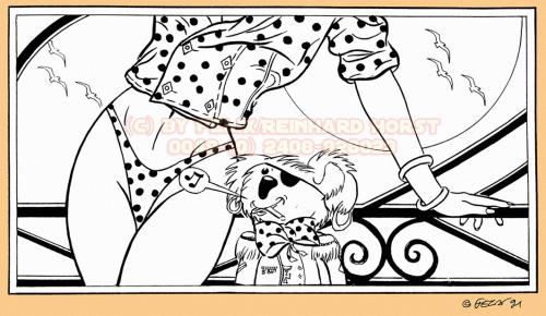 Cartoon: Sidney Koala Meets Ms. JinXX! (medium) by FeliXfromAC tagged coolbär,coolbear,girls,galore,character,frau,girl,cover,woman,comic,pin,up,sexy,erotic,sampler,felix,alias,reinhard,horst,design,line,stockart