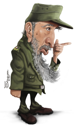 Cartoon: Fidel Castro (medium) by Tiaggo Gomes tagged fidel,castro,caricature,tiaggo