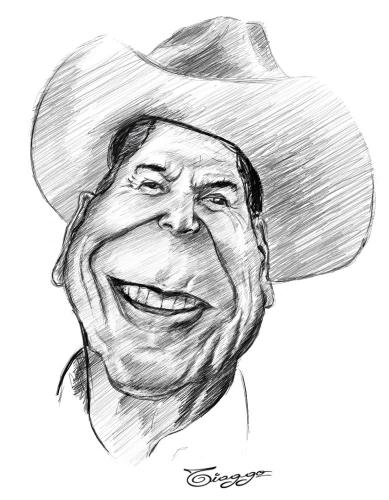 Cartoon: Ronald Reagan (medium) by Tiaggo Gomes tagged ronald,reagan,caricatura,tiaggo,caricature