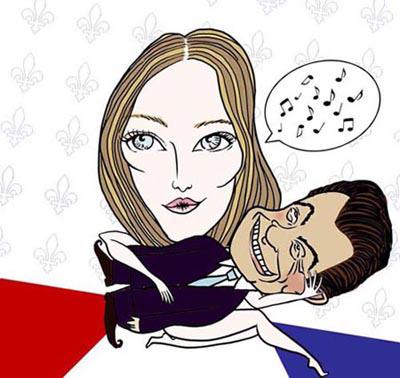 Cartoon: sarkobruni (medium) by illustrita tagged love,couple,man,woman,politics,france,frankreich,frau,mann,media,model,affair,