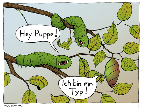 Cartoon: Running gag unter Raupen (medium) by Magnoli tagged raupe,wald,puppe,baum,typ