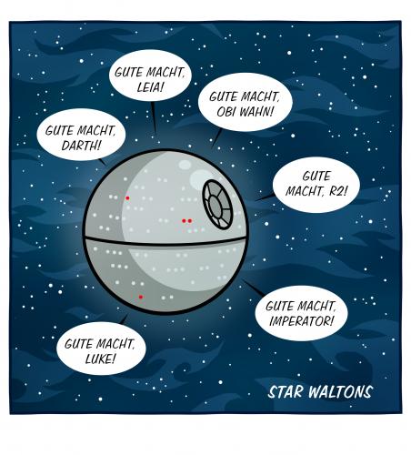 Cartoon: Gute Macht - Star Waltons (medium) by volkertoons tagged starwars,versus,waltons,cartoon,volkertoons,die waltons,serie,tv,fernsehen,programm,krieg der sterne,star wars,film,kino,triologie,treffen,begegnung,veränderung,harmonie,idylle,familie,freundschaft,imperator,darth vader,luke skywalker,frieden,galaxie,weltraum,weltall,verhalten,gute nacht,die,waltons,krieg,der,sterne,star,wars,darth,vader,luke,skywalker,gute,nacht