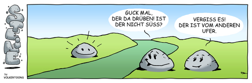 Cartoon: STEINE - Unten am Fluss (medium) by volkertoons tagged steine,stone,stones,comic,strip,cartoon,volkertoons,humor,lustig,funny,comic,steine,stein