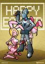 Cartoon: Easter Bytebastards (small) by volkertoons tagged easter ostern osterhase robots roboter bytebastards cartoon illustration volkertoons grußkarte greeting card