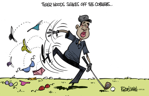 Cartoon: Tiger Woods comeback (medium) by Broelman tagged tiger,woods,golf