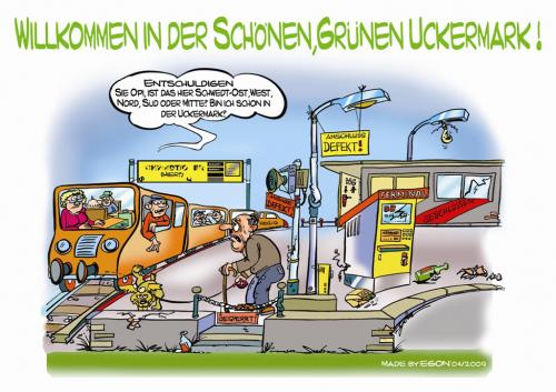 Cartoon: Bahnhofszustände in Brandenburg (medium) by cartoonist_egon tagged deutsche,bahn,bahnhöfe