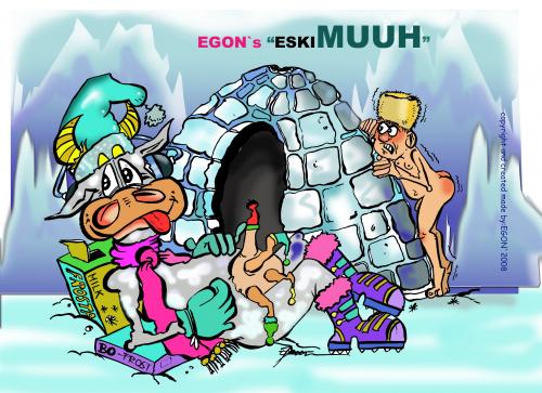 Cartoon: ESKImuuh (medium) by cartoonist_egon tagged nordpol,eis,eskimo,humor,fun