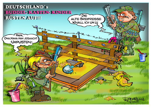 Cartoon: Grenzen in Deutschland (medium) by cartoonist_egon tagged zaun,kinder,sandkasten,mauern,sperrung