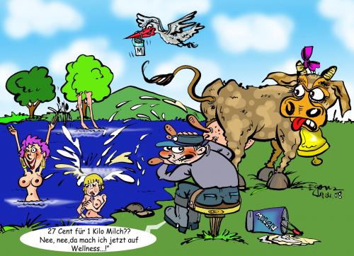 Cartoon: MilkPrices (medium) by cartoonist_egon tagged milk,preise,europa,bauern