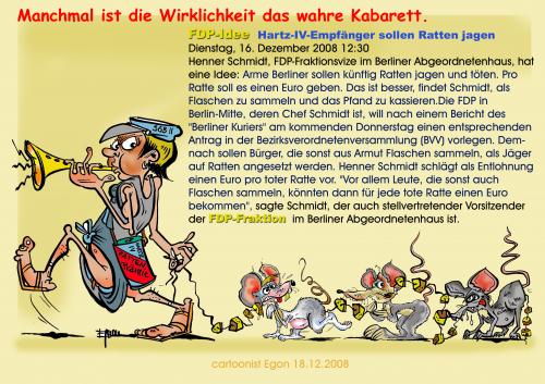 Cartoon: Rattenfänger 2009 (medium) by cartoonist_egon tagged soziales,politik,satire,hartz,iv