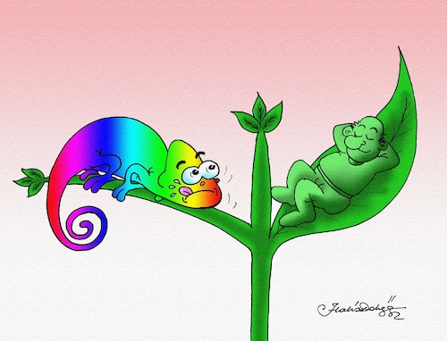 Cartoon: Chameleon (medium) by halisdokgoz tagged chameleon