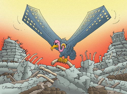 Cartoon: Earthquake and Vulture (medium) by halisdokgoz tagged earthquake,and,vulture