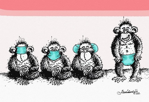 Cartoon: Four Monkeys (medium) by halisdokgoz tagged four,monkeys
