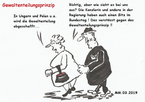 Cartoon: Gewaltenteilungsprinzip (medium) by quadenulle tagged politik,gewaltenteilungsprinzip,polen,ungarn,eu,mandat,bundestag