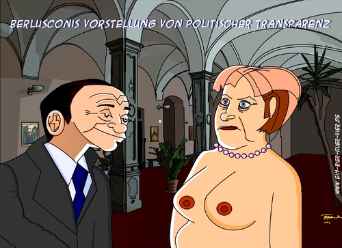 Cartoon: Transparente Politik (medium) by Tricomix tagged berlusconi,merkel,transparenz,europa