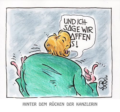 Cartoon: ...affen (medium) by RAWU tagged kanzlerin,wir,schaffen,das