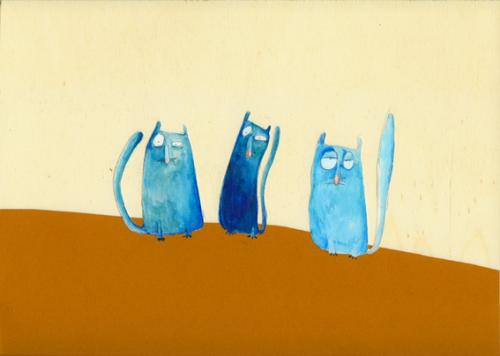 Cartoon: 3 cats (medium) by diebiene tagged grimmig,grantig,kantig