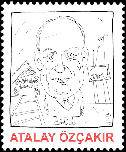 Cartoon: Atalay Özcakir (medium) by Hayati tagged atalay,özcakir,unternehmer,journalist,akteur,berliner,td1,fernseher,oyuncu,televizyoncu,yesilcam,fernsehmacher,cartoon,hayati,boyacioglu,portrait