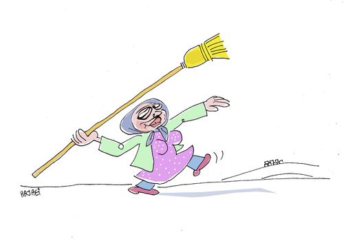 Cartoon: Der Wurf (medium) by Hayati tagged olympiade,besen,frau,spiele,london,hayati,boyacioglu,berlin,olympiade,frau,besen,london