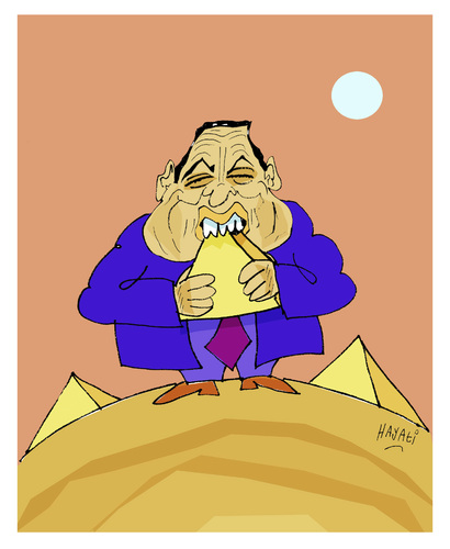 Cartoon: Pyramid Kebap (medium) by Hayati tagged boyacioglu,hayati,crisis,egypten,egypt,misir,pyramide,piramit,kebap,pyramid,mubarak,husnu,mubarak,kebap,döner,ägypten