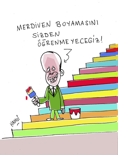 Cartoon: Regenbogentreppen aus Istanbul (medium) by Hayati tagged regenbogentreppen,istanbul,recep,tayyip,erdogan,berlin,hayati,boyacioglu,regenbogentreppen,istanbul,recep,tayyip,erdogan,berlin,hayati,boyacioglu