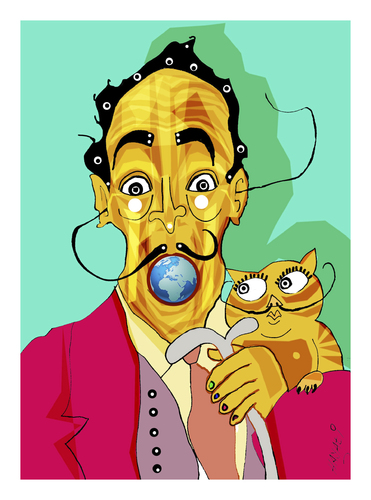 Cartoon: Salvador Dali (medium) by Hayati tagged salvador,dali,surrealist,sueralist,ispanya,spain,spanien,surrealismus,painter,maler,ressam,hayati,boyacioglu,portrait,portre