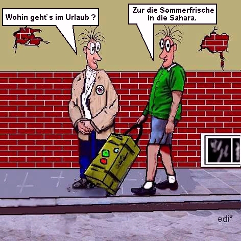 Cartoon: Hitzewelle in Deutschland (medium) by sier-edi tagged hitzewelle,urlaub,erfrischung,sahara