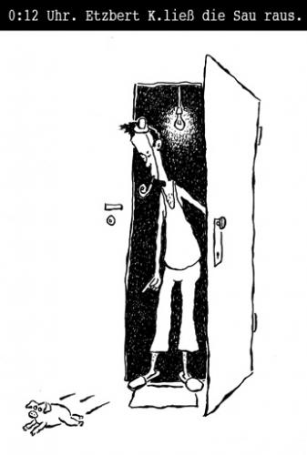 Cartoon: Sau raus lassen (medium) by Peter Schumacher tagged sau,silvester,einsamkeit