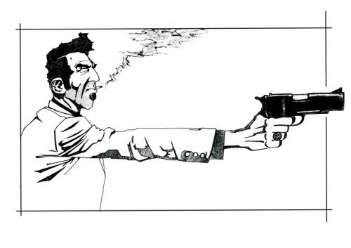 Cartoon: U TALKIN TO ME (medium) by SIKKNIK tagged gun,related,crime