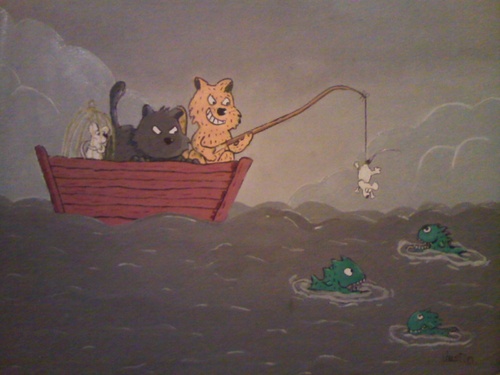 Cartoon: fishing cat (medium) by claude292 tagged cat,mouse