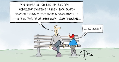 Cartoon: 20211115-CoronaZerlegen (medium) by Marcus Gottfried tagged homeschooling,corona,unterricht,physik,chemie,biologie,naturwissenschaften,schule,gesellschaft,aufspalten,teilen,trennen,homeschooling,corona,unterricht,physik,chemie,biologie,naturwissenschaften,schule,gesellschaft,aufspalten,teilen,trennen