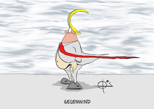 Cartoon: 20260126-Gegenwind (medium) by Marcus Gottfried tagged trump,gegenwind,senat,republikaner,demokraten,minnesota,widerstand,trump,gegenwind,senat,republikaner,demokraten,minnesota,widerstand