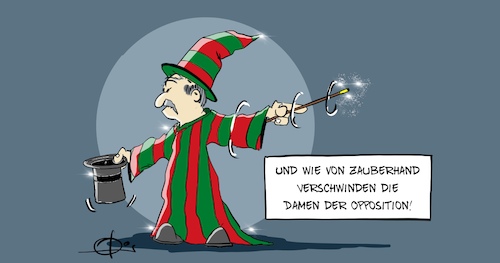 Cartoon: BelarusZauberer (medium) by Marcus Gottfried tagged belarus,weißrussland,aljaksandr,lukaschenka,alexander,diktator,oppositionelle,opposition,kolesnikowa,entführung,zauberer,magie,verschwinden,belarus,weißrussland,aljaksandr,lukaschenka,alexander,diktator,oppositionelle,opposition,kolesnikowa,entführung,zauberer,magie,verschwinden