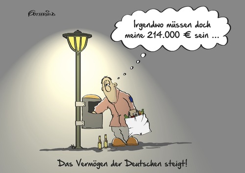 Cartoon: Durchschnittsvermögen (medium) by Marcus Gottfried tagged einkommen,durchschnitt,durchschnittseinkommen,reichtum,verteilung,armut,schere,flaschen,flaschensammler,bettler,penner,treber,leergutsammler,leergut,suche,finden,freude,marcus,gottfried,cartoon,karikatur,einkommen,durchschnitt,durchschnittseinkommen,reichtum,verteilung,armut,schere,flaschen,flaschensammler,bettler,penner,treber,leergutsammler,leergut,suche,finden,freude,marcus,gottfried,cartoon,karikatur