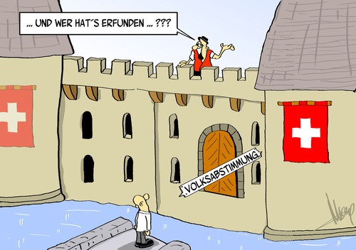 Cartoon: Erfunden (medium) by Marcus Gottfried tagged burg,schloss,burgherr,schweizer,zugbrücke,brücke,abschluss,marcus,gottfried,cartoon,karikatur,votum,europa,volksabstimmung,zuwanderung,begrenzung,personenverkehr,wirtschaft,vorteil,nachteil,eingrenzung,abstimmung,burg,schloss,burgherr,schweizer,zugbrücke,brücke,abschluss,marcus,gottfried,cartoon,karikatur,votum,europa,volksabstimmung,zuwanderung,begrenzung,personenverkehr,wirtschaft,vorteil,nachteil,eingrenzung,abstimmung