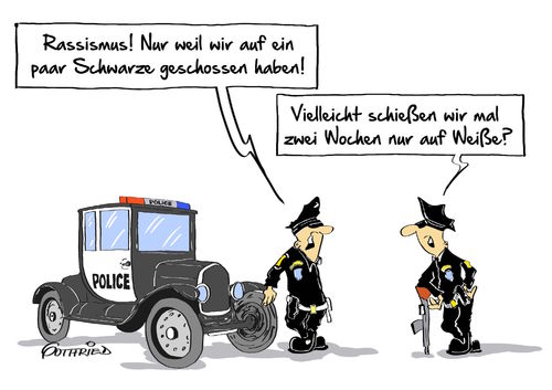 Cartoon: Farbwechsel (medium) by Marcus Gottfried tagged us,sa,rassismus,polizei,schwarze,afroamerikaner,weiße,gesellschaft,cop,waffen,waffenlobby,vorwurf,angriff,gewalt,black,lives,matter,freunde,marcus,gottfried,cartoon,karikatur,us,sa,rassismus,polizei,schwarze,afroamerikaner,weiße,gesellschaft,cop,waffen,waffenlobby,vorwurf,angriff,gewalt,black,lives,matter,freunde,marcus,gottfried,cartoon,karikatur