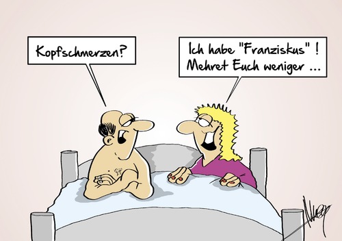 Cartoon: Franziskus (medium) by Marcus Gottfried tagged papst,franziskus,italien,deutschland,ansprache,vermehren,kinder,nachwuchs,verhütung,ehepaar,bett,kopfschmerzen,bereitschaft,bevölkerung,wachstum,kondom,glaube,katholiken,katholisch,kirche,marcus,gottfried,cartoon,karikatur,papst,franziskus,italien,deutschland,ansprache,vermehren,kinder,nachwuchs,sex,verhütung,ehepaar,bett,kopfschmerzen,bereitschaft,bevölkerung,wachstum,kondom,glaube,katholiken,katholisch,kirche,marcus,gottfried,cartoon,karikatur