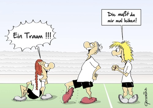 Cartoon: Frauenfussball (medium) by Marcus Gottfried tagged klischee,schuhe,motivation,weltmeisterschaft,wm,fussball,frauenfussball,karikatur,cartoon,gottfried,marcus,prioritäten,schönheit,hobby,leihen,frauenfussball,fussball,wm,weltmeisterschaft,motivation,schuhe,klischee,leihen,hobby,schönheit,prioritäten,marcus,gottfried,cartoon,karikatur