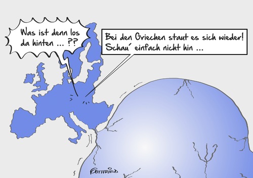 Cartoon: Griechenland Stau (medium) by Marcus Gottfried tagged griechenland,stau,flüchtlinge,asyl,menschen,balkan,route,grenze,grenzkontrolle,durchlass,europa,eu,einigkeit,abwehr,druck,hinsehen,verdrängen,abschotten,freunde,marcus,gottfried,cartoon,karikatur,griechenland,stau,flüchtlinge,asyl,menschen,balkan,route,grenze,grenzkontrolle,durchlass,europa,eu,einigkeit,abwehr,druck,hinsehen,verdrängen,abschotten,freunde,marcus,gottfried,cartoon,karikatur